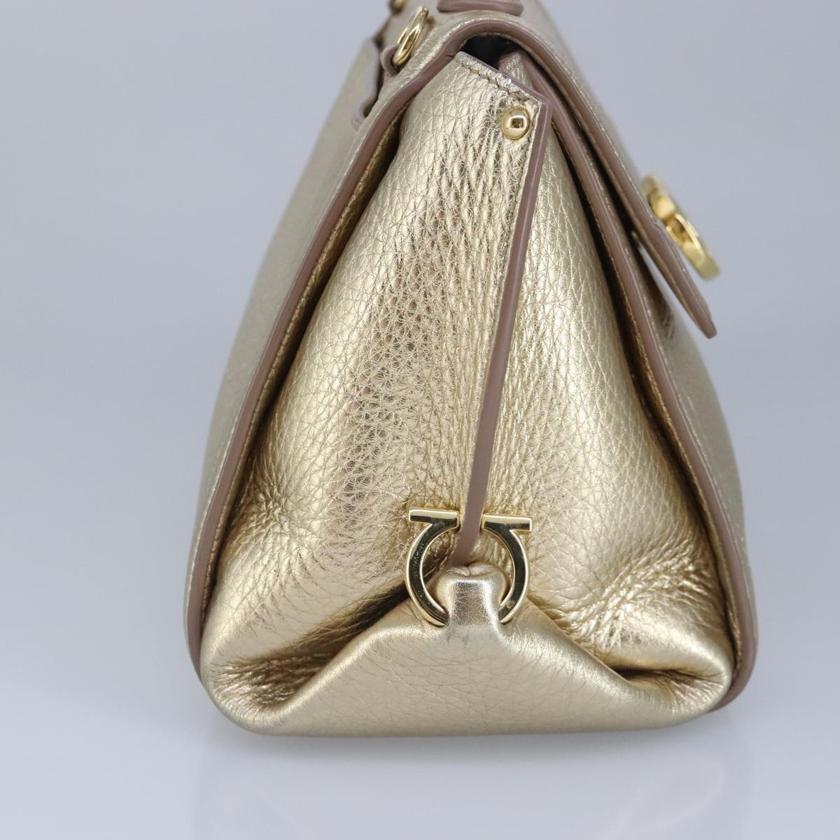 Salvatore Ferragamo Sofia, Gold, Leather, handbag