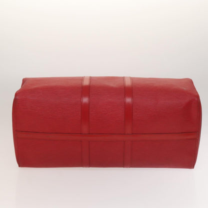Louis Vuitton Keepall 55, Red, Leather, travel