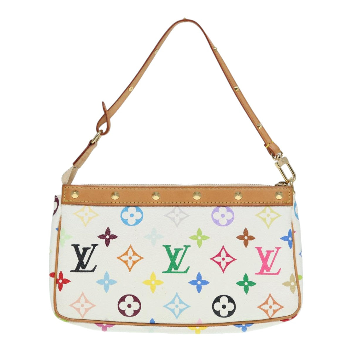 Louis Vuitton Pochette Accessoire, White, Canvas, clutch