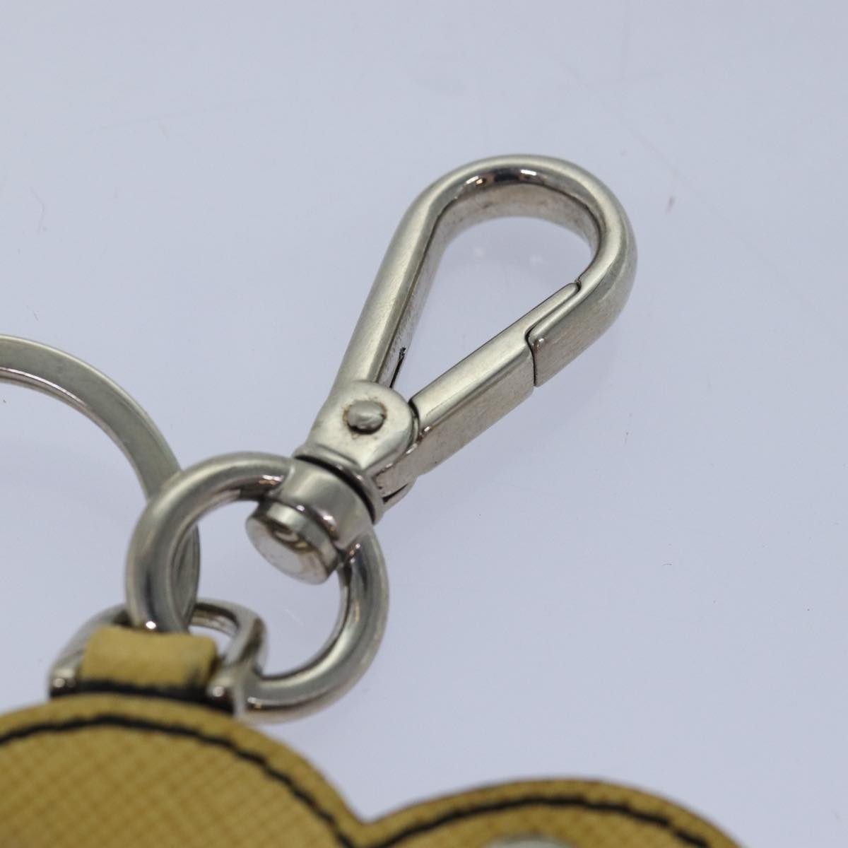 Prada Charm Logo Key Ring Saffiano Leather, YELLOW, LEATHER, Charms and Keychains