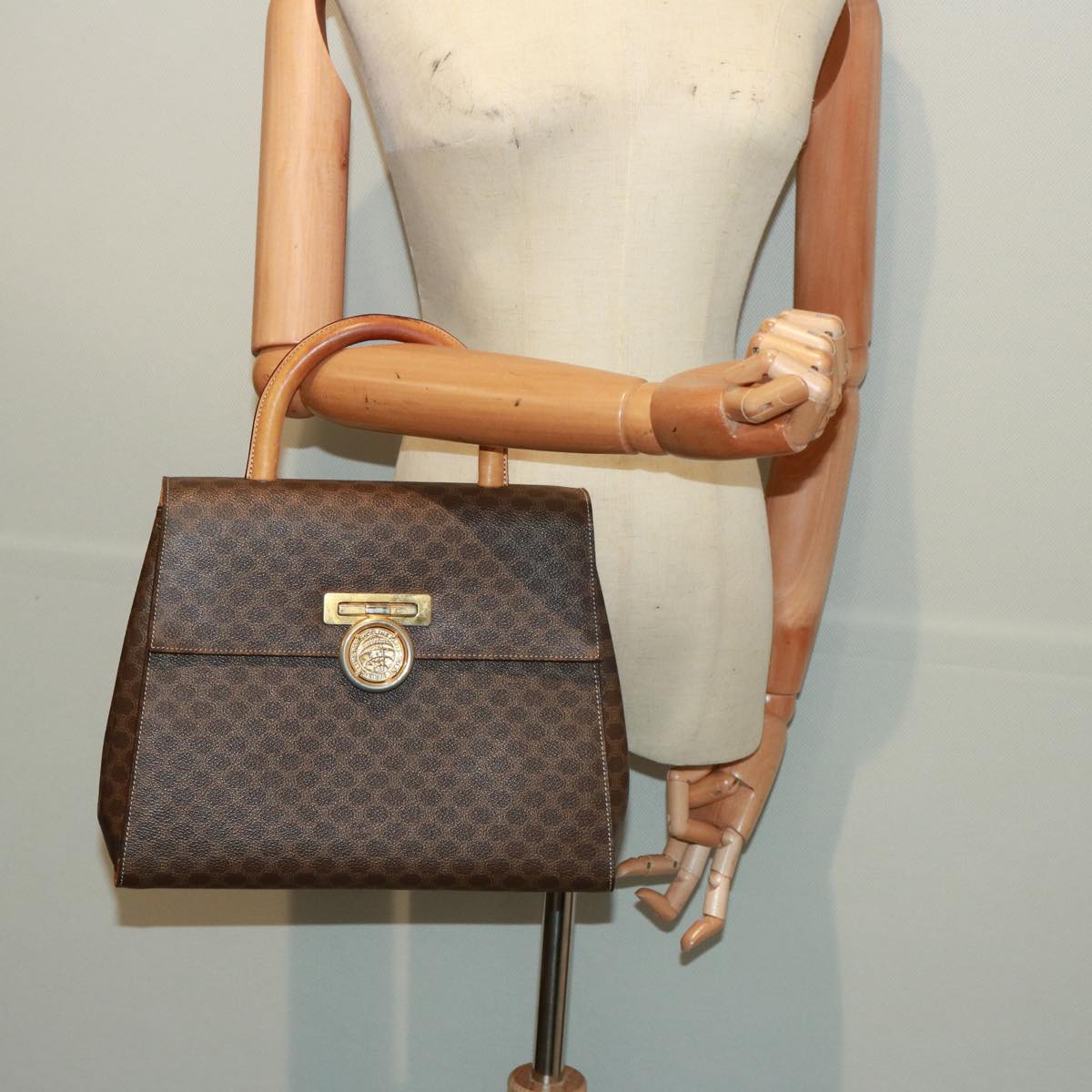 Céline Macadam, Brown, Canvas, handbag