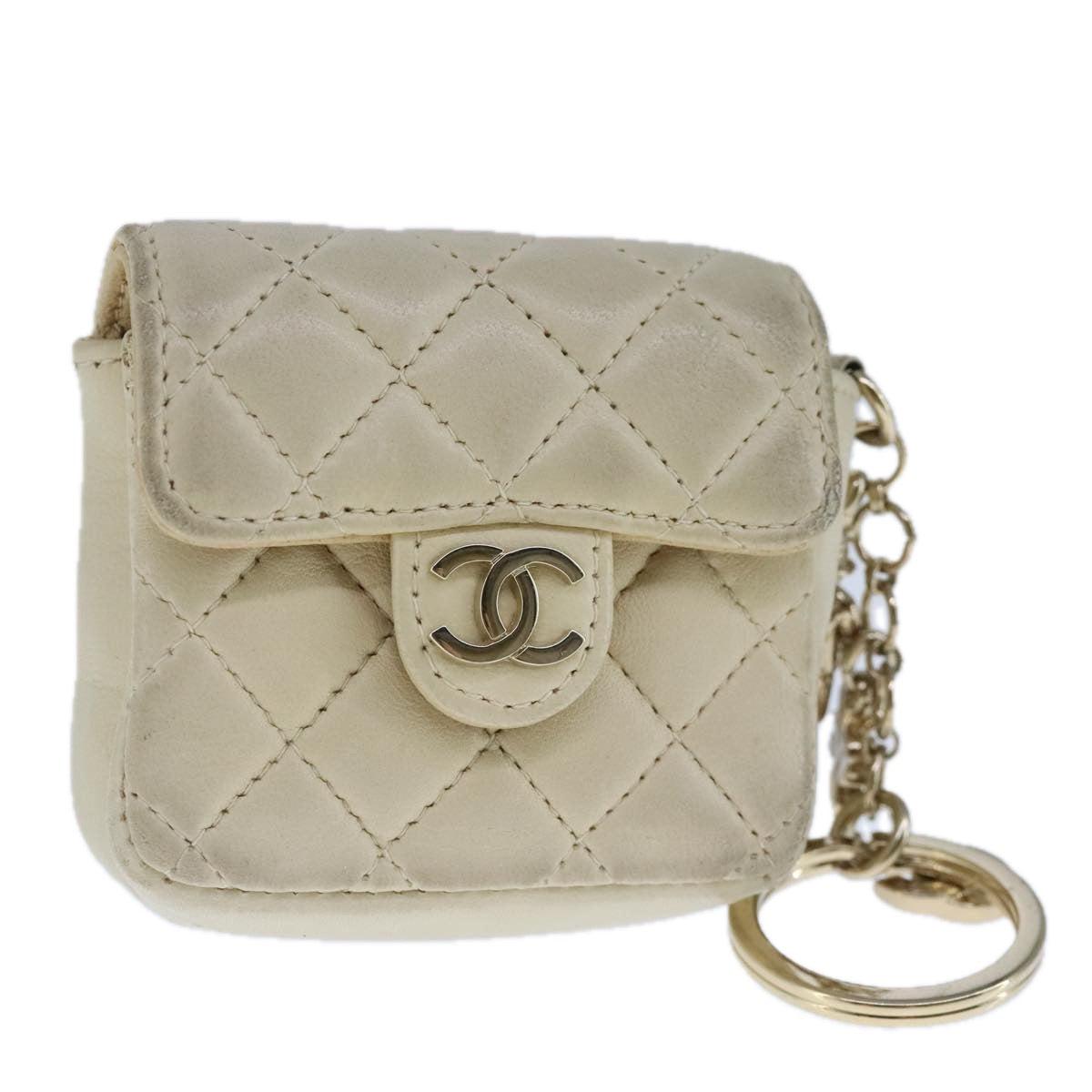 Chanel Coco Mark, Beige, Leather, wallet