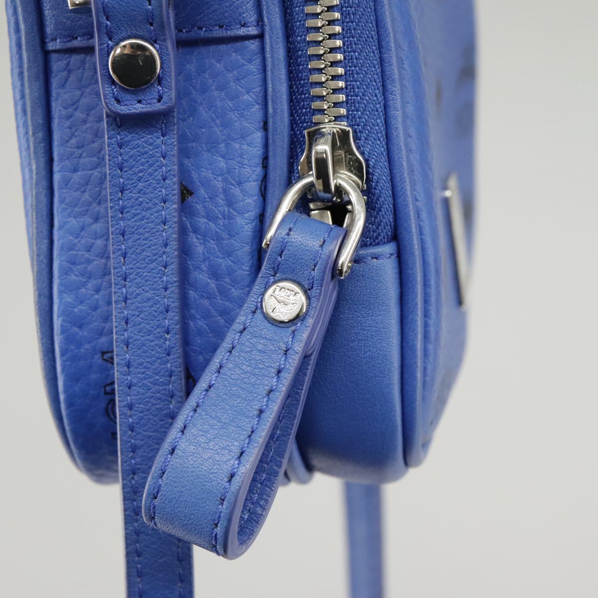 MCM Visetos, Blue, Canvas, shoulder