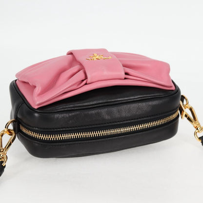 Prada Ribbon, Black, Leather, shoulder