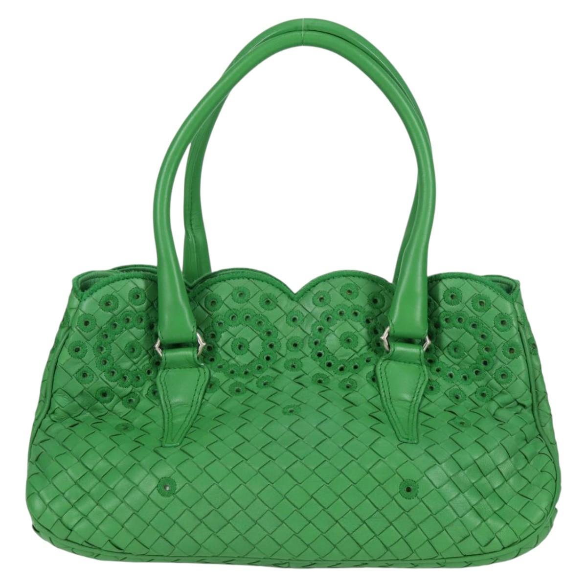 Bottega Veneta Intrecciato, Green, Leather, handbag