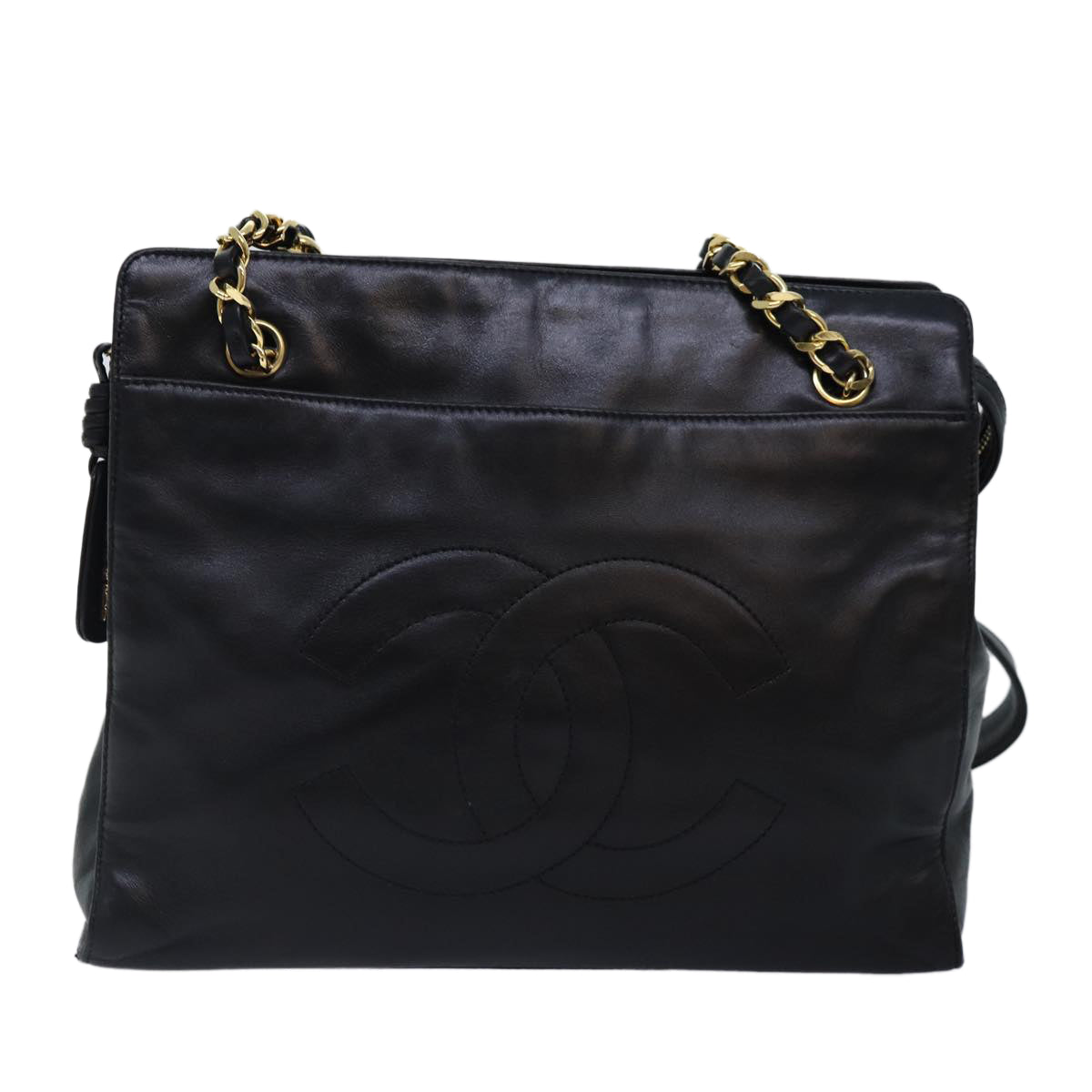 Chanel Logo CC, Black, Leather, shoulder