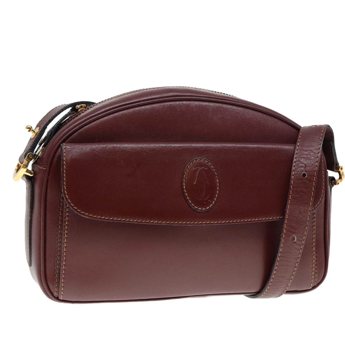 Cartier Must de Cartier, Burgundy, Leather, shoulder