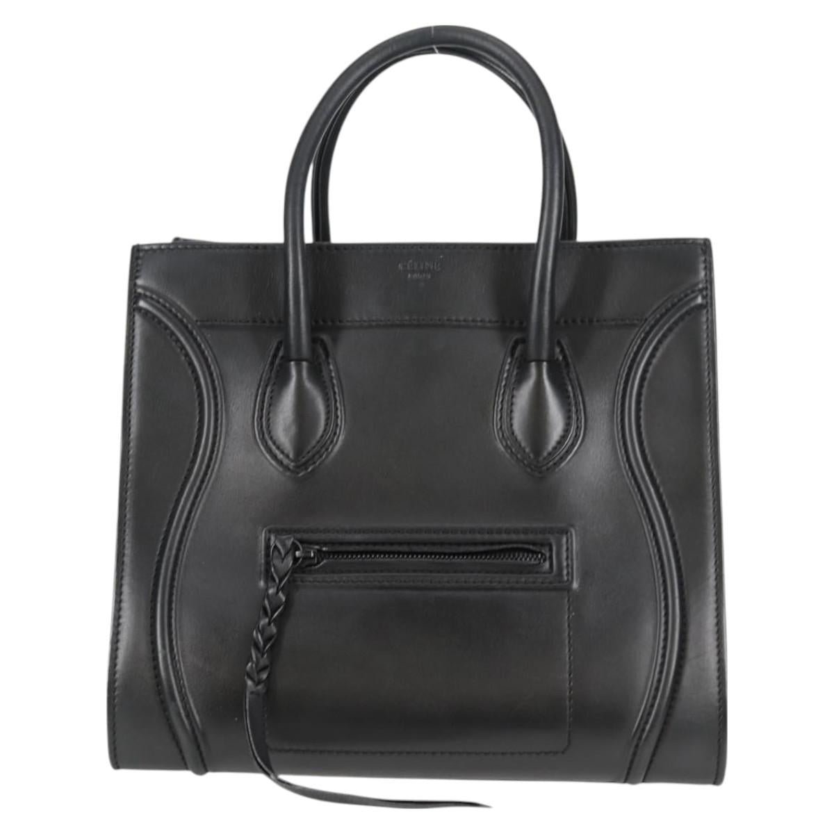 Céline Luggage Phantom, Black, Leather, tote