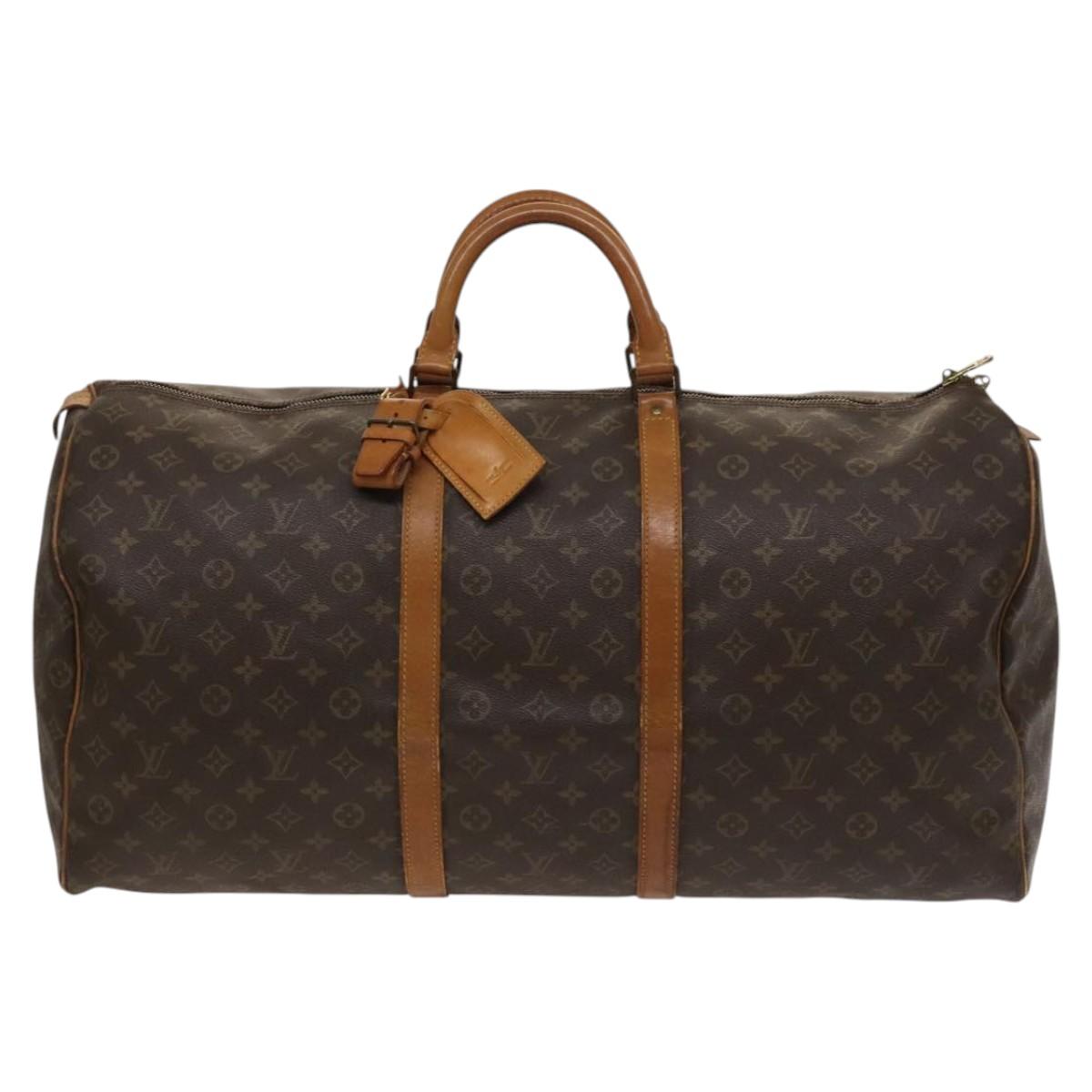 Louis Vuitton Keepall 60, Brown, Canvas, travel