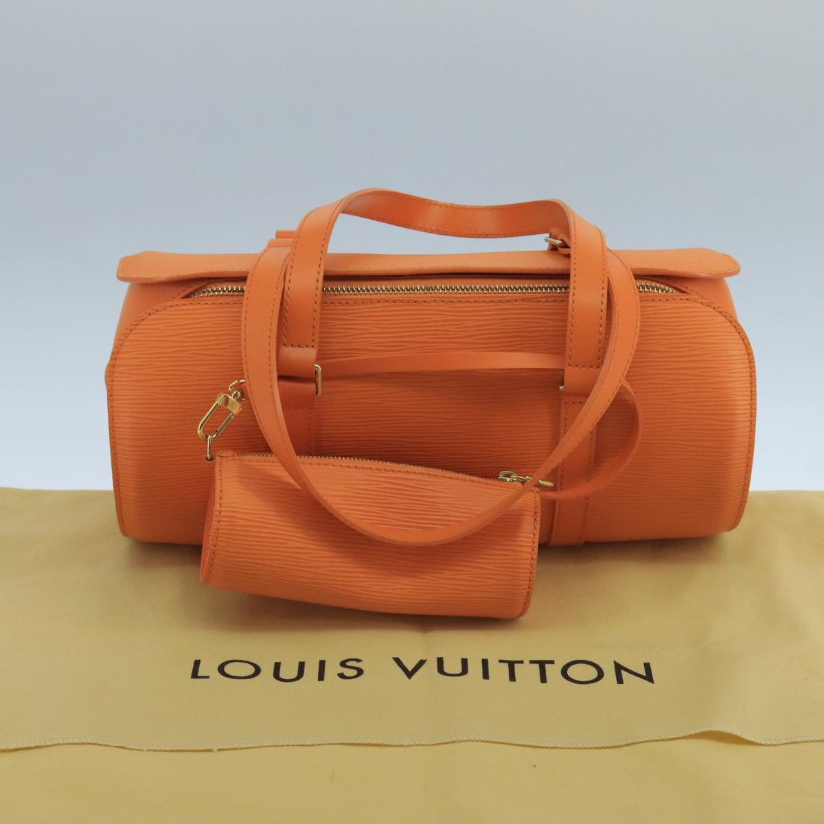 Louis Vuitton Soufflot, Orange, Leather, handbag