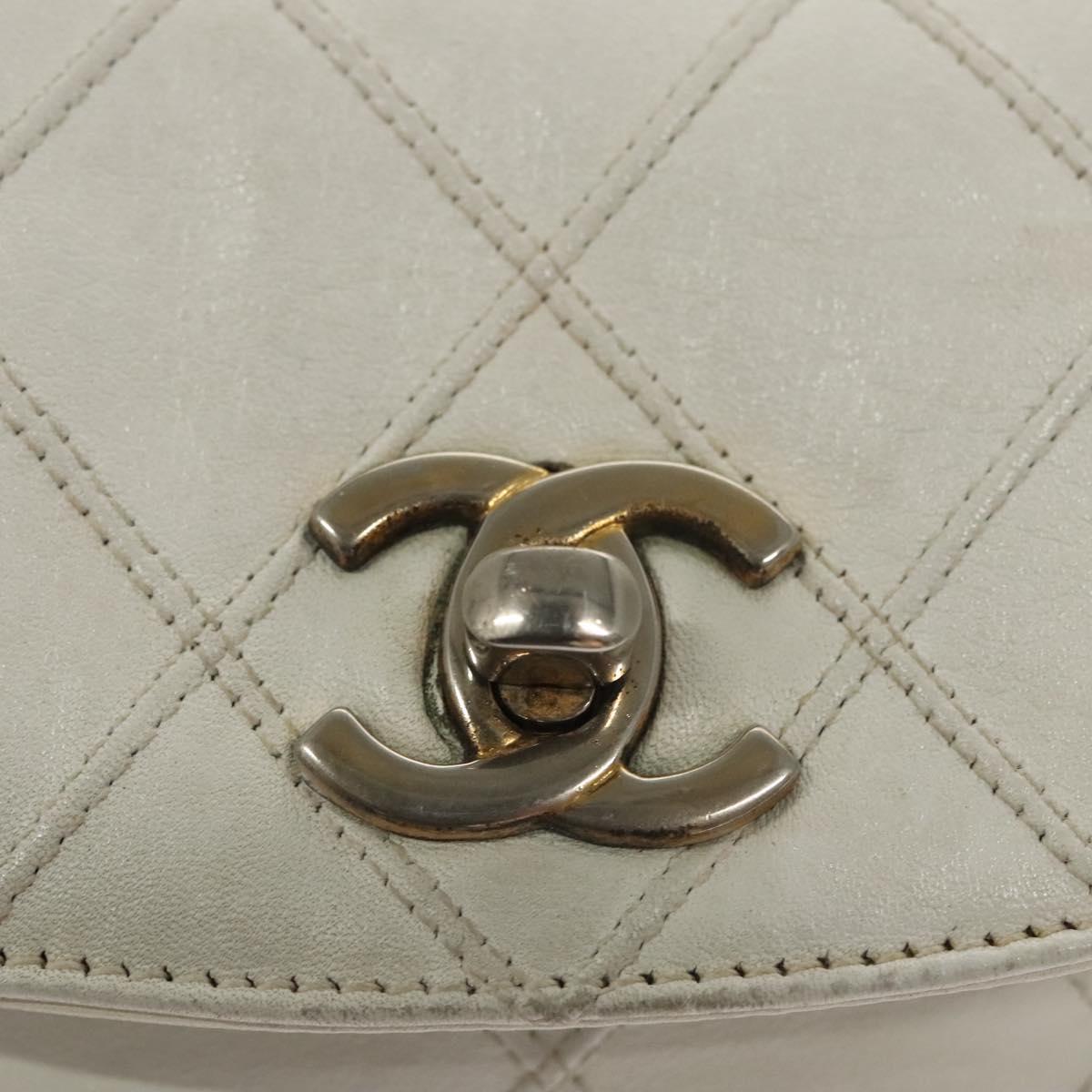 Chanel Cc, White, Leather, shoulder