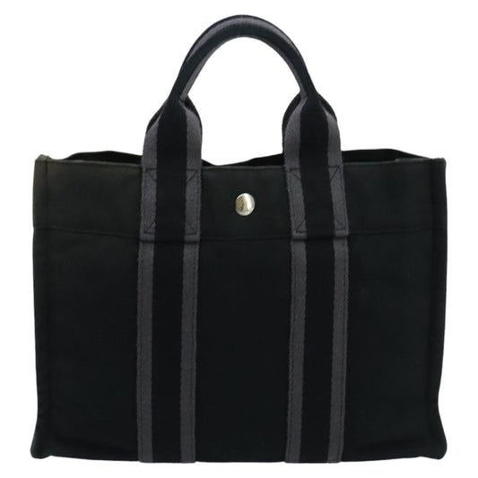 Hermès Fourre tout, Black, Canvas, tote