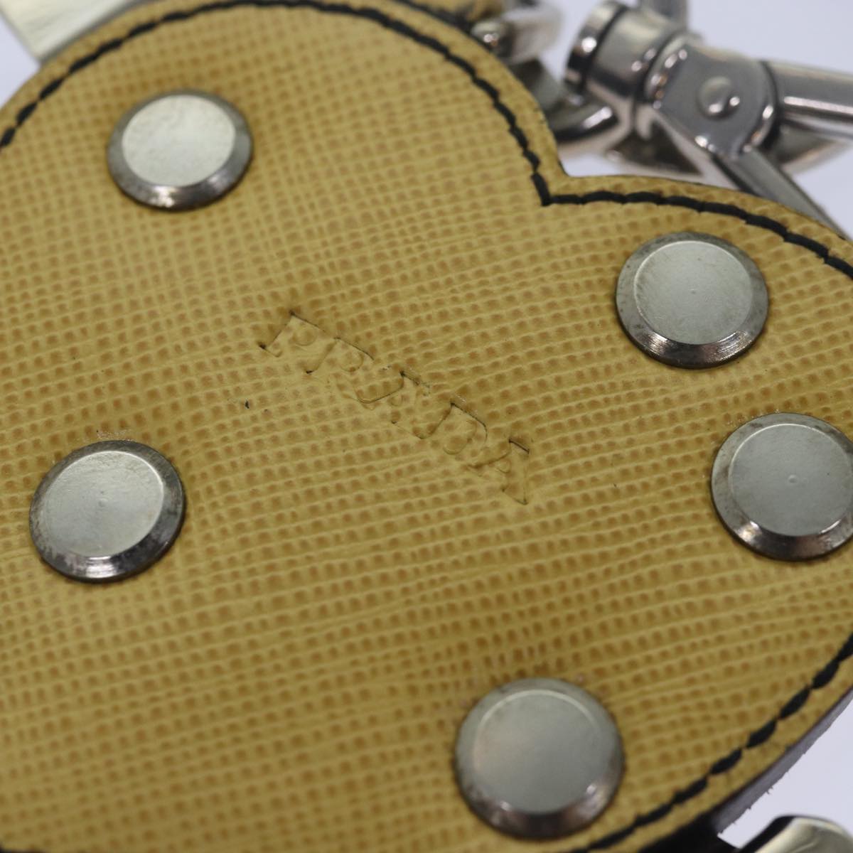 Prada Charm Logo Key Ring Saffiano Leather, YELLOW, LEATHER, Charms and Keychains