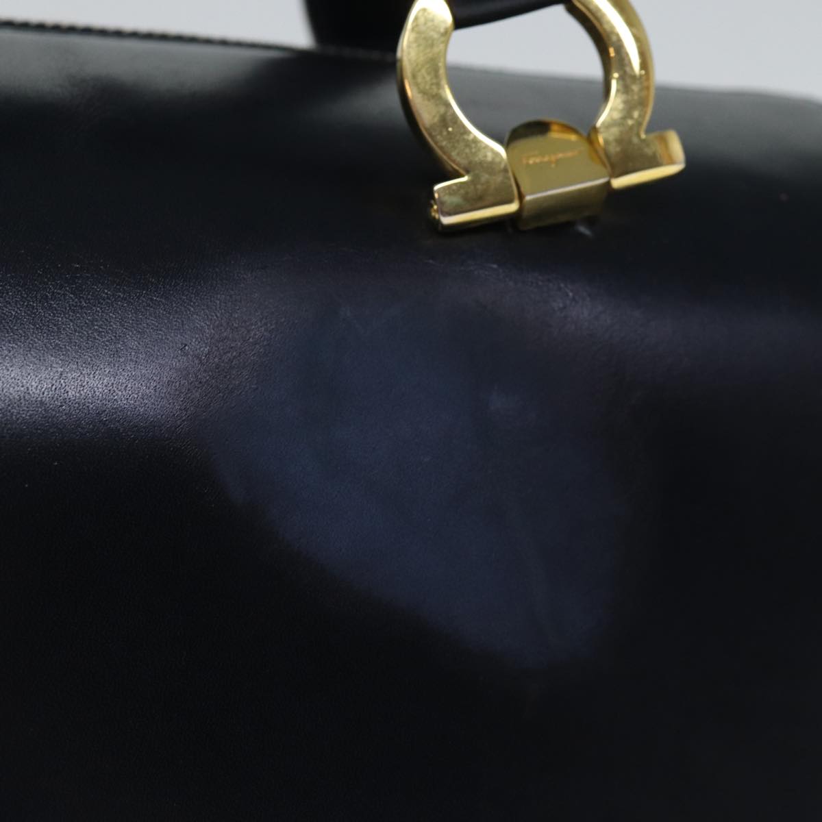 Salvatore Ferragamo Gancini, Navy, Leather, handbag