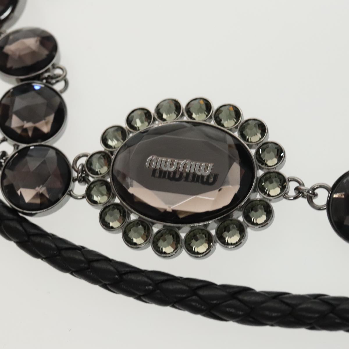 Miu Miu Crystal, Black, Leather, shoulder