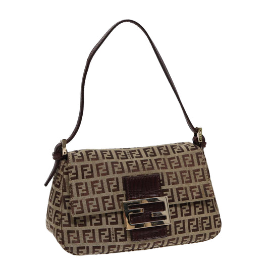 Fendi Mamma Baguette, Brown, Canvas, handbag