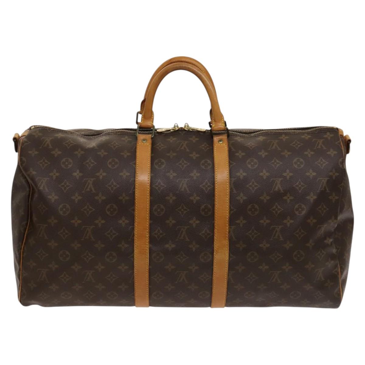 Louis Vuitton Keepall Bandoulière 55, Brown, Canvas, travel