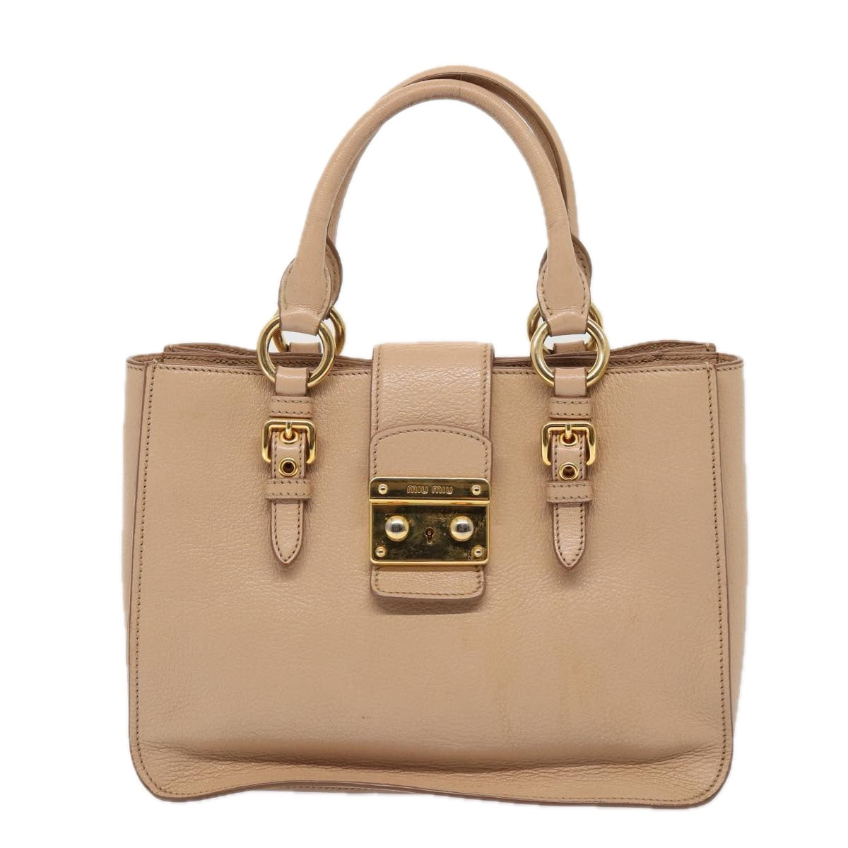 Miu Miu Madras, Beige, Leather, handbag