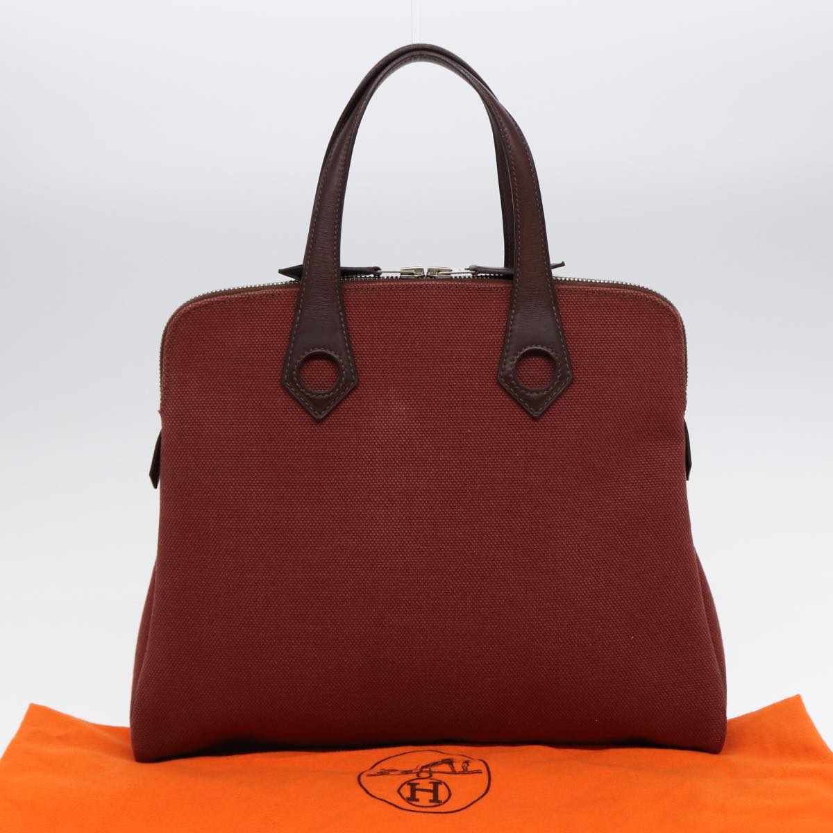 Hermès Heeboo, Burgundy, Canvas, handbag