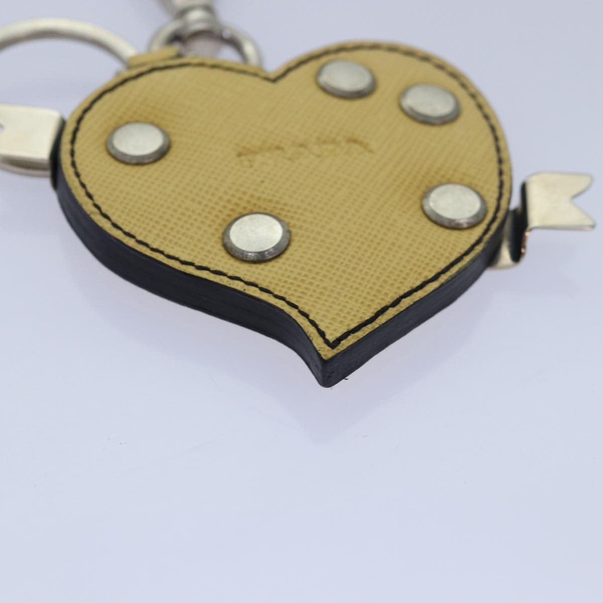 Prada Charm Logo Key Ring Saffiano Leather, YELLOW, LEATHER, Charms and Keychains