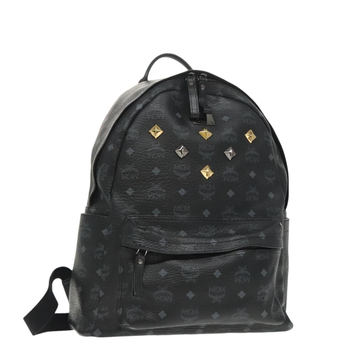 MCM Visetos, Black, Canvas, backpack