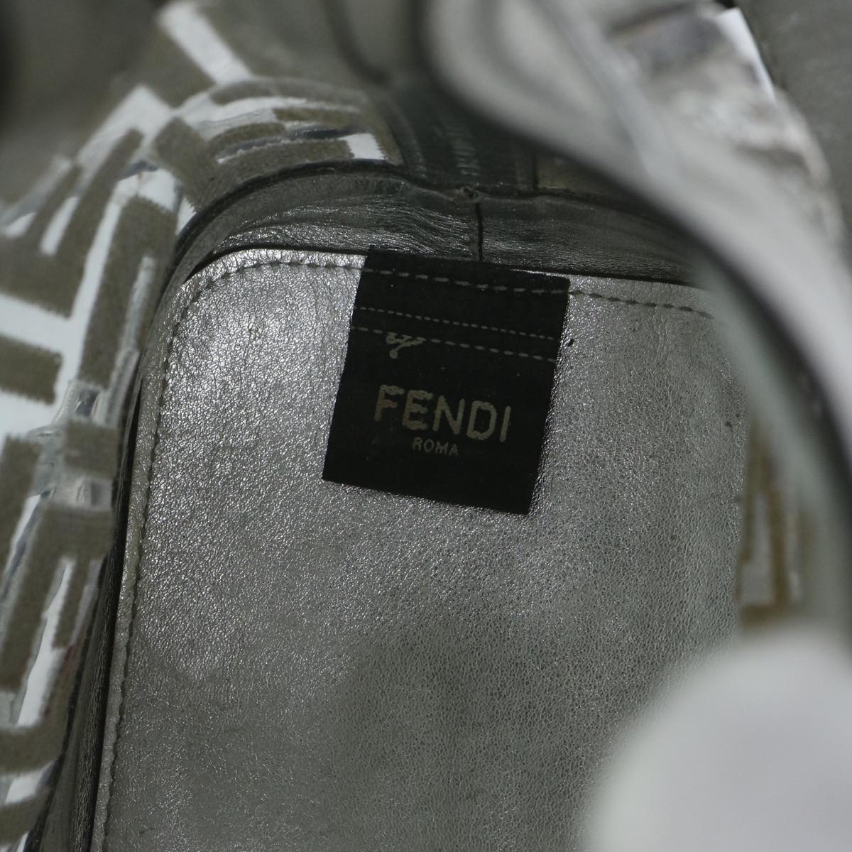 Fendi Zucca, Silver, Leather, shoulder