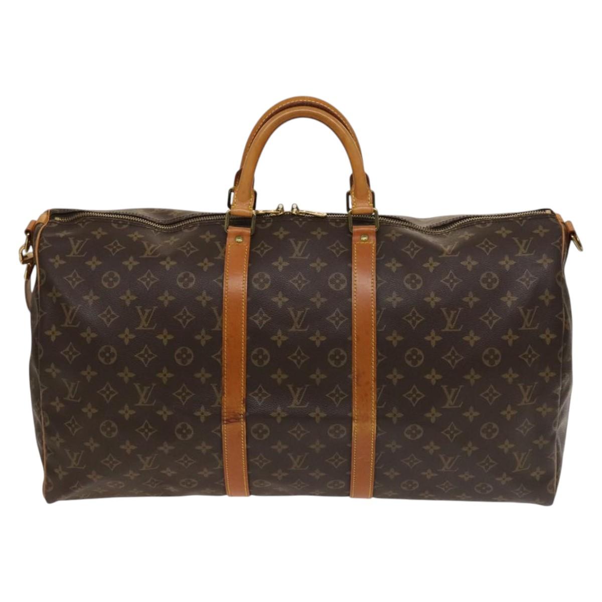 Louis Vuitton Keepall Bandouliere 55, Brown, Canvas, travel
