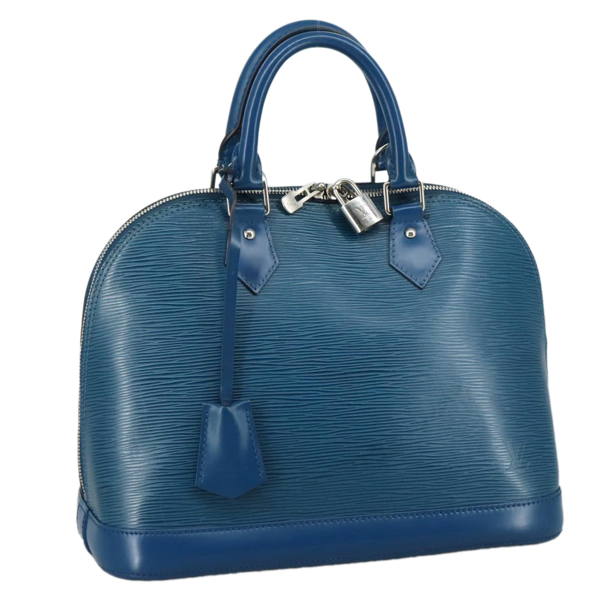 Louis Vuitton Alma, Blue, Leather, handbag