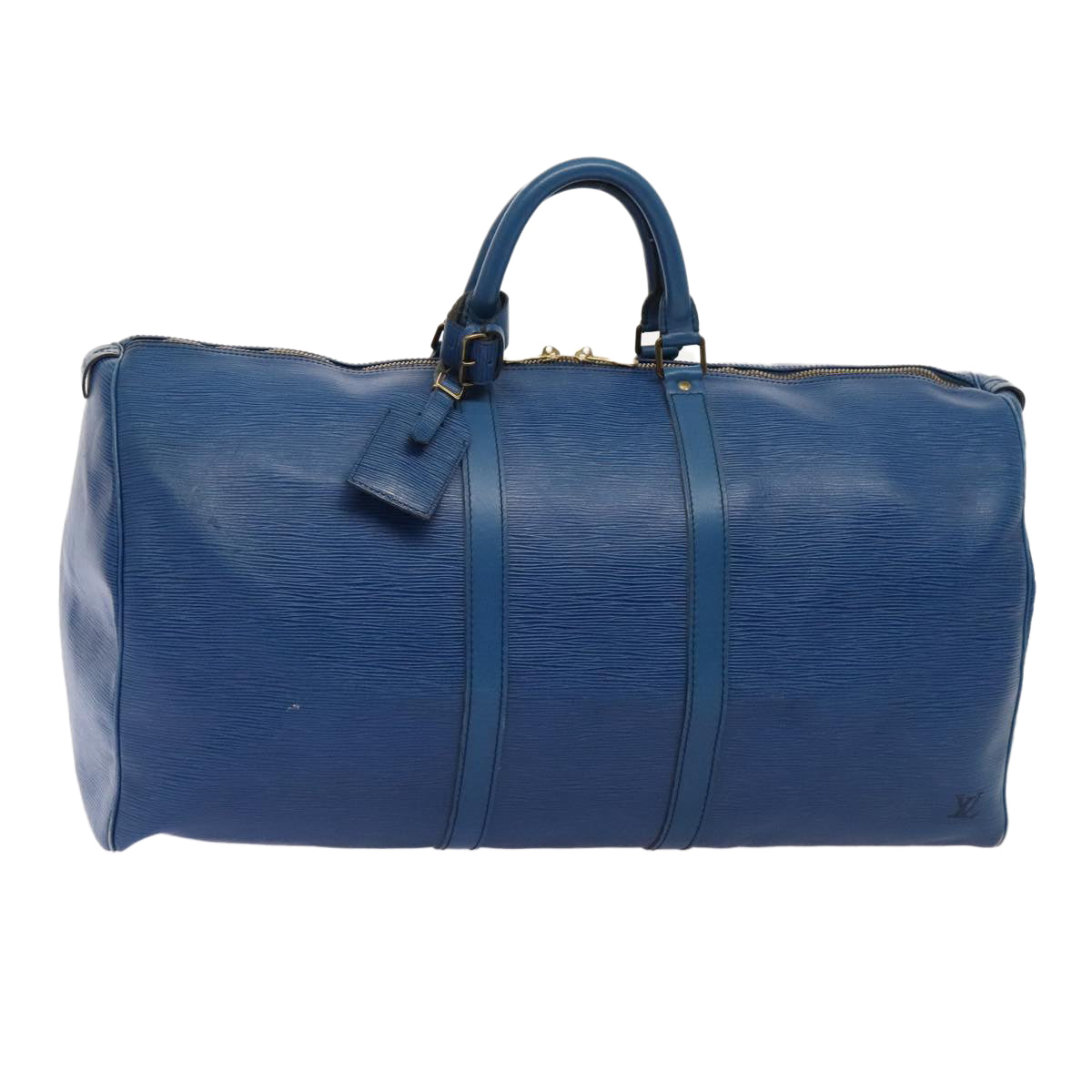 Louis Vuitton Keepall 55, Blue, Leather, travel