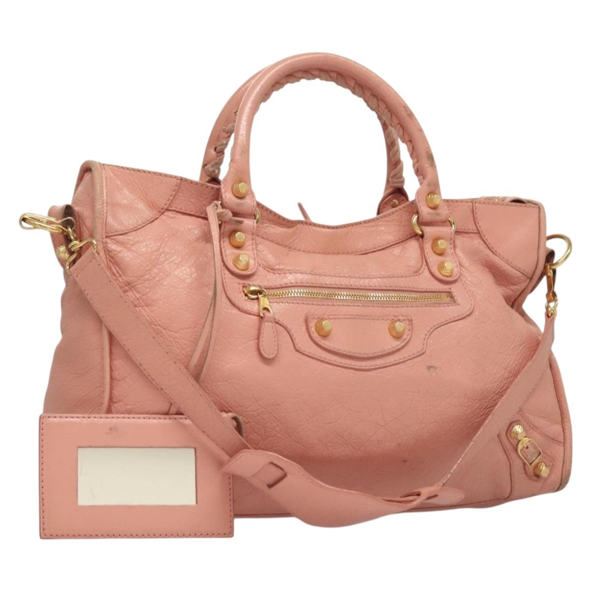 Balenciaga City, Pink, Leather, handbag