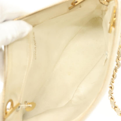 Chanel Matelassé, "WHITE,GOLD", Leather, shoulder