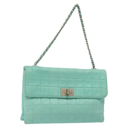 Chanel Chocolate bar, Blue, Leather, shoulder