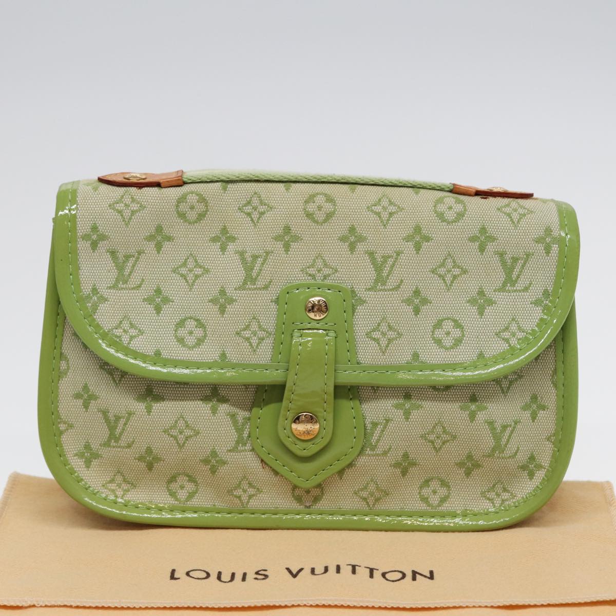 Louis Vuitton Marie, Green, Canvas, clutch