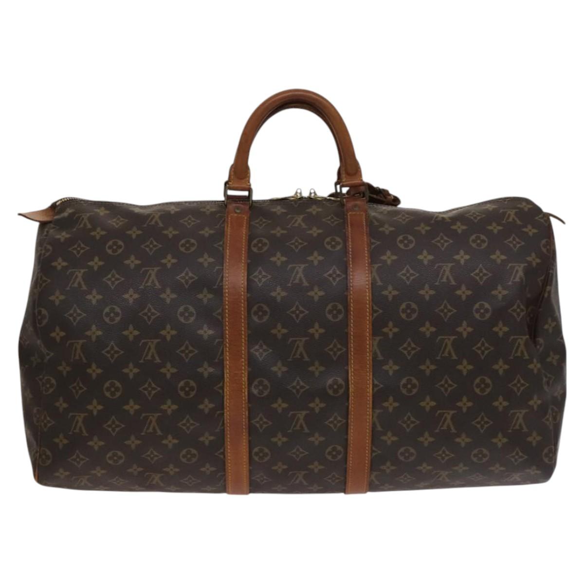 Louis Vuitton Keepall 55, Brown, Canvas, travel