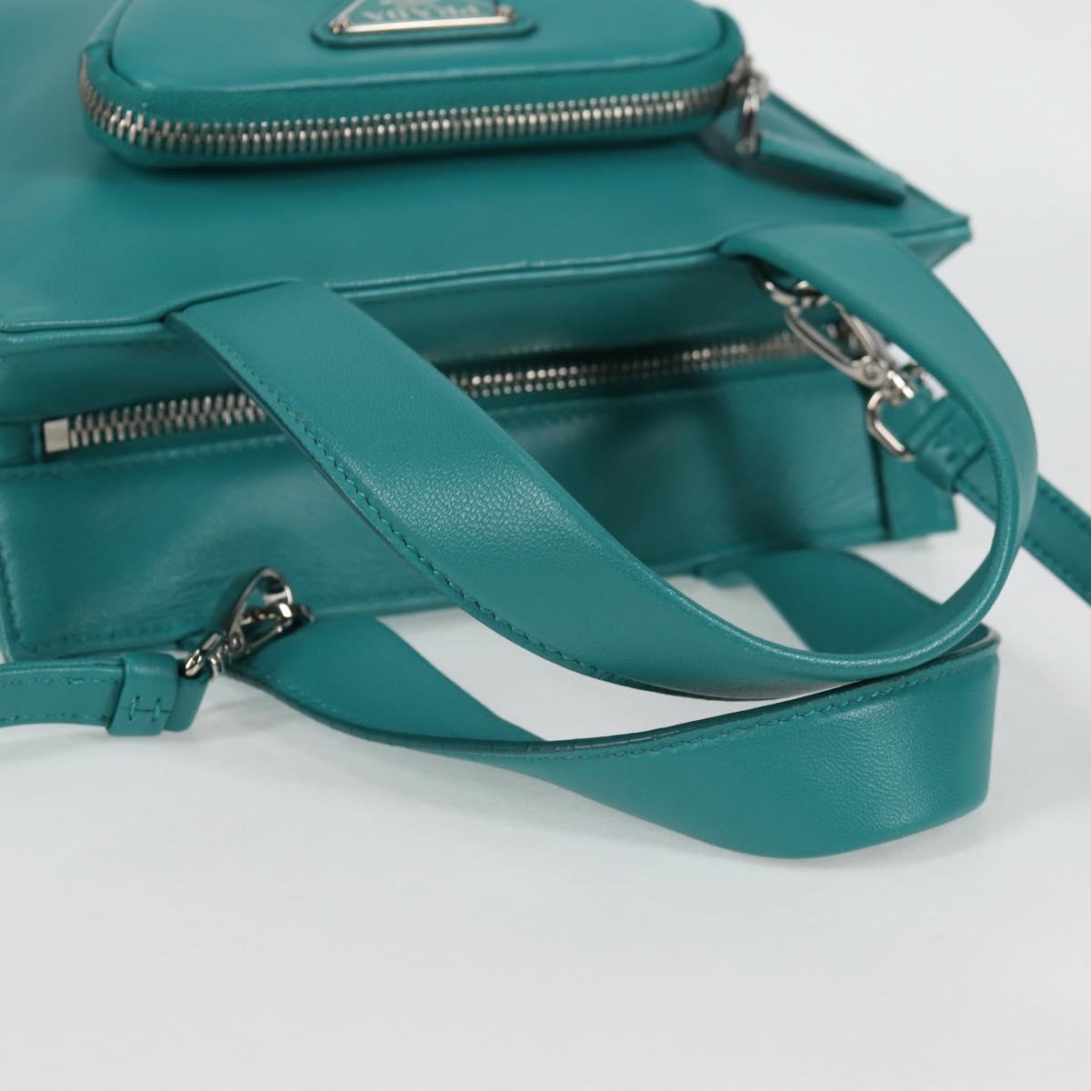 Prada Triangle Logo, Blue, Leather, handbag