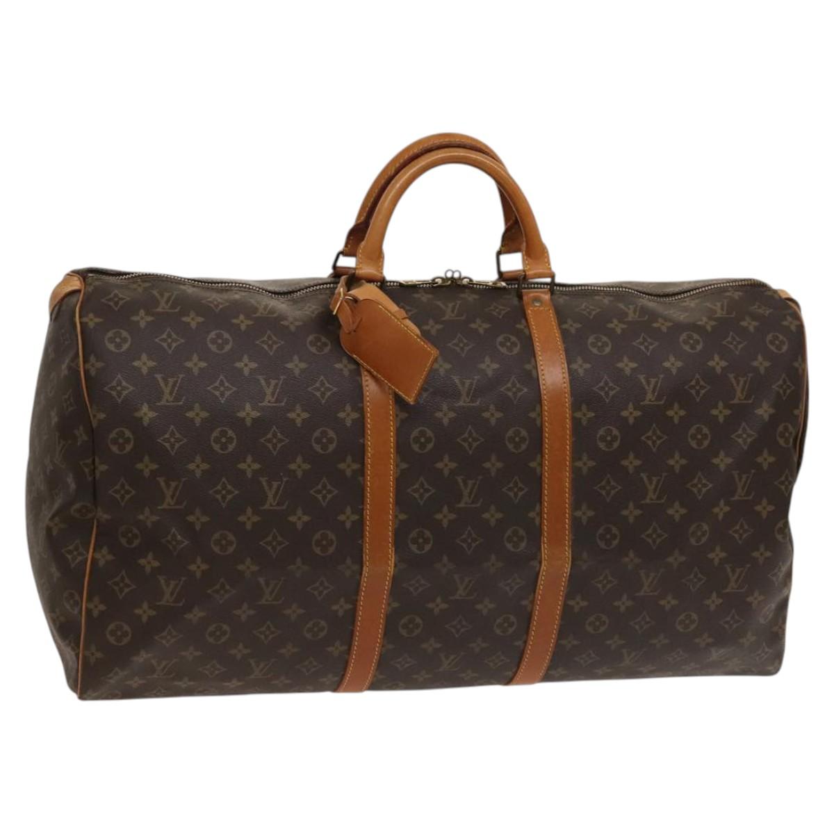 Louis Vuitton Keepall 60, Brown, Canvas, travel