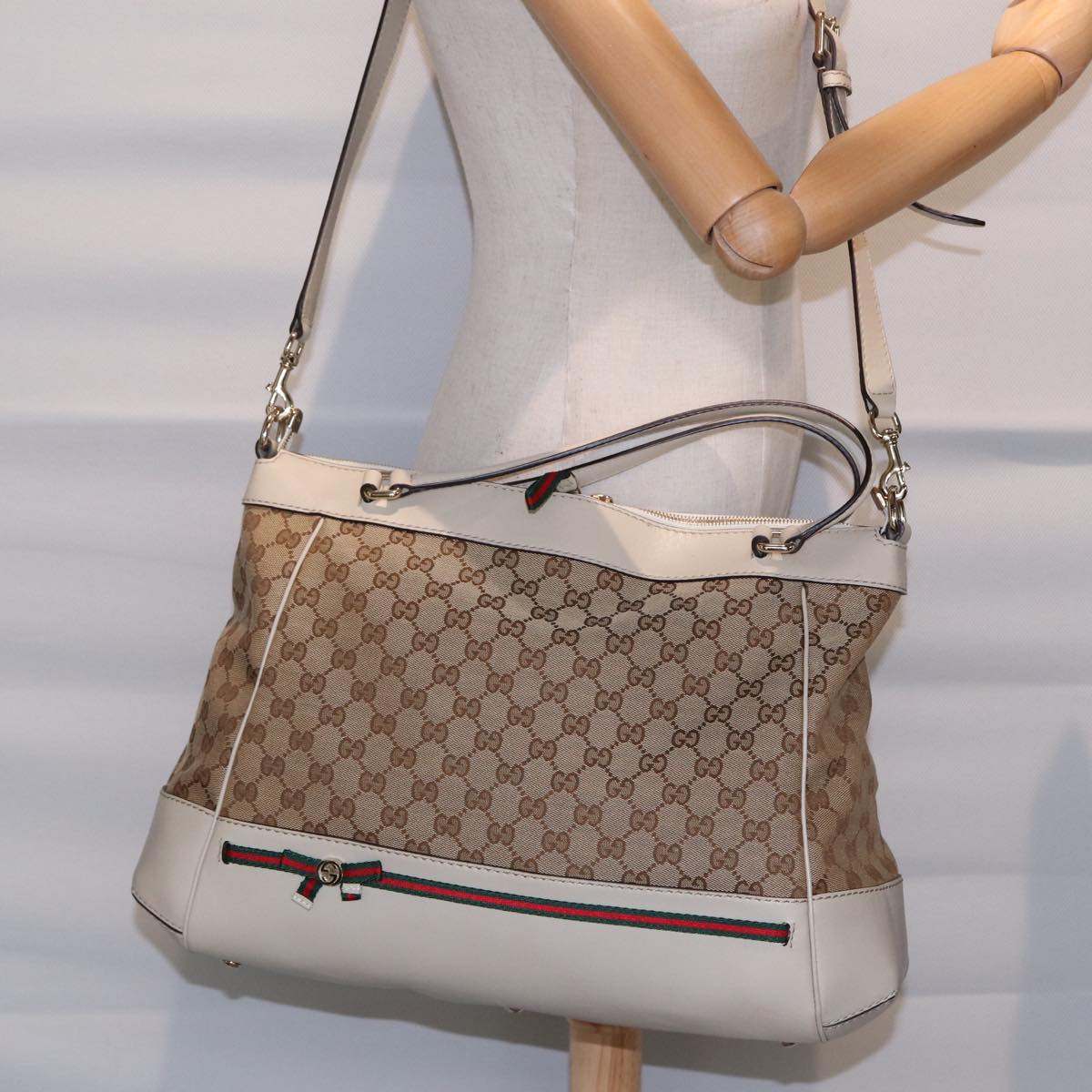 Gucci Sherry, Beige, Canvas, tote