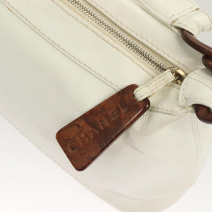 Chanel Logo CC, White, Leather, handbag