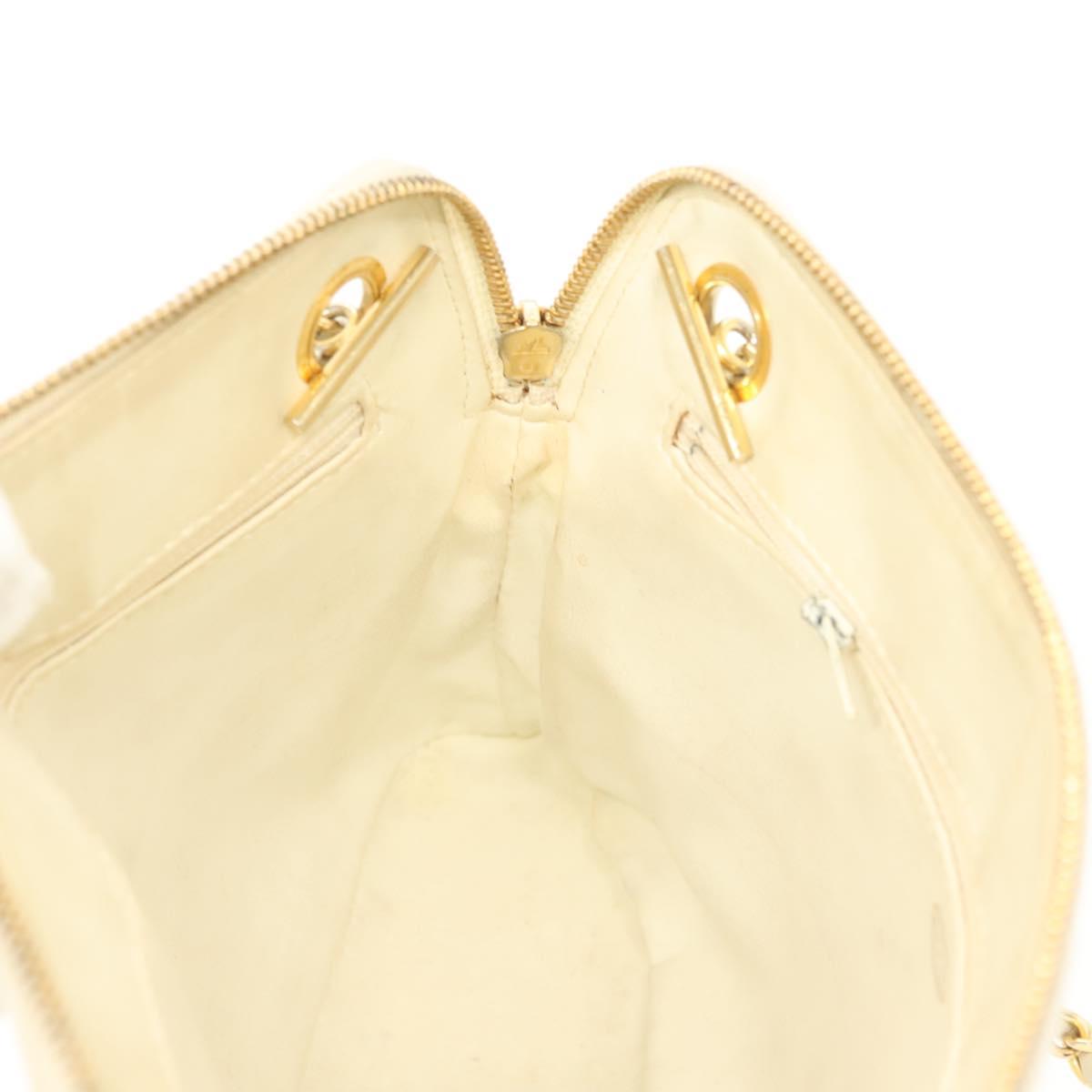 Chanel Matelassé, "WHITE,GOLD", Leather, shoulder