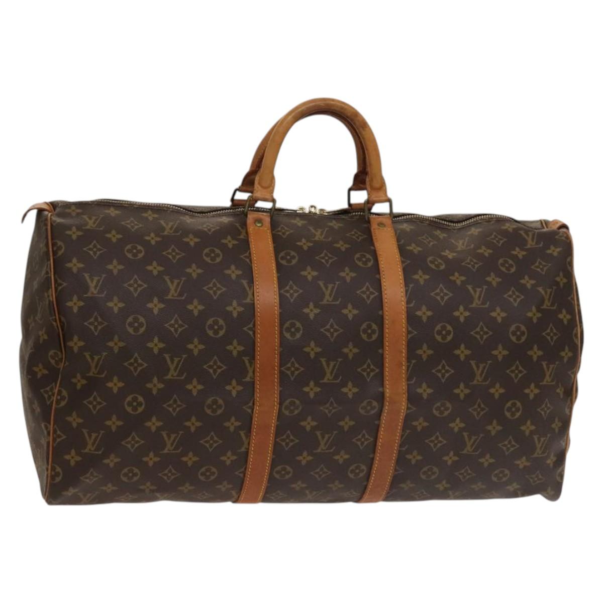 Louis Vuitton Keepall 55, Brown, Canvas, travel