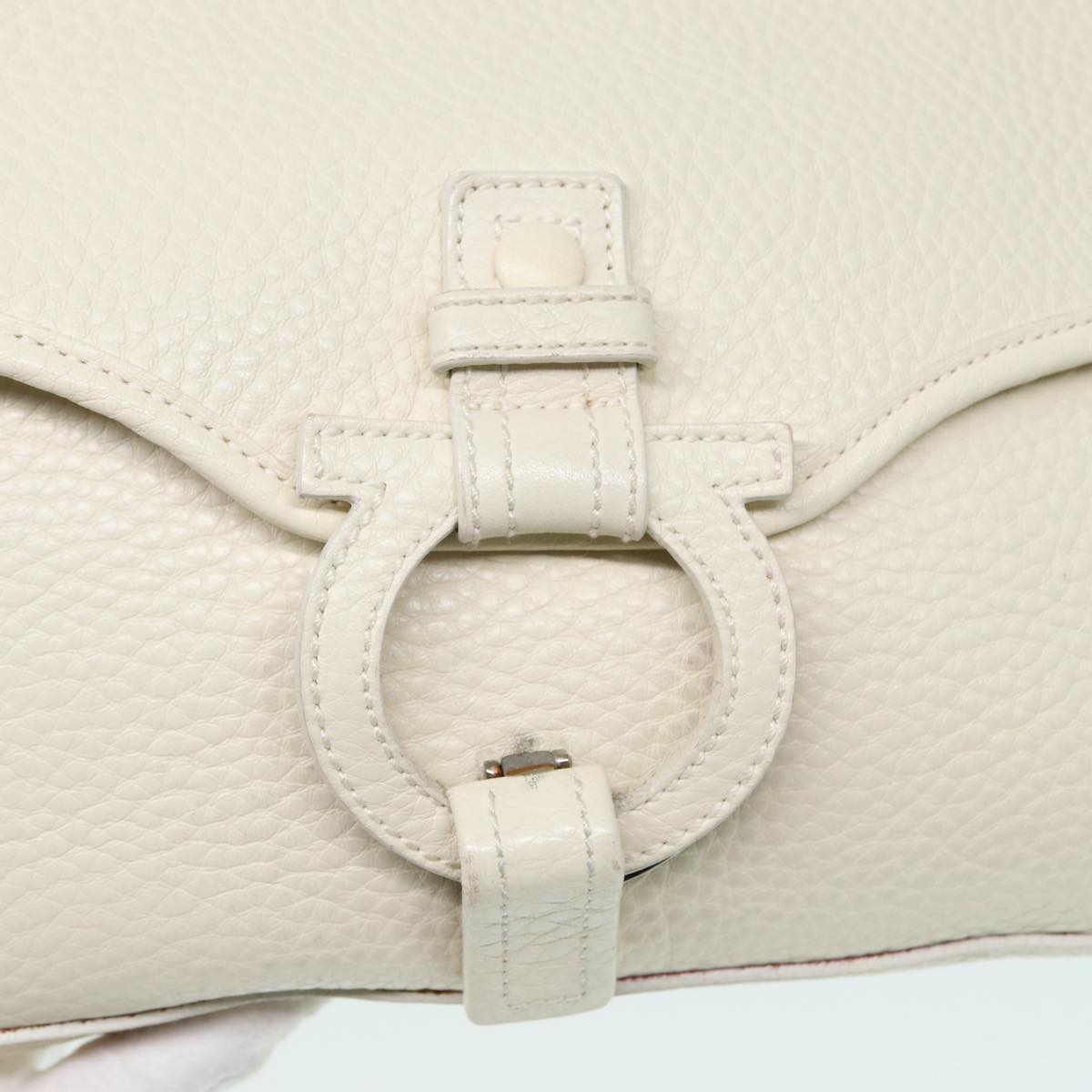 Salvatore Ferragamo Gancini, White, Leather, shoulder