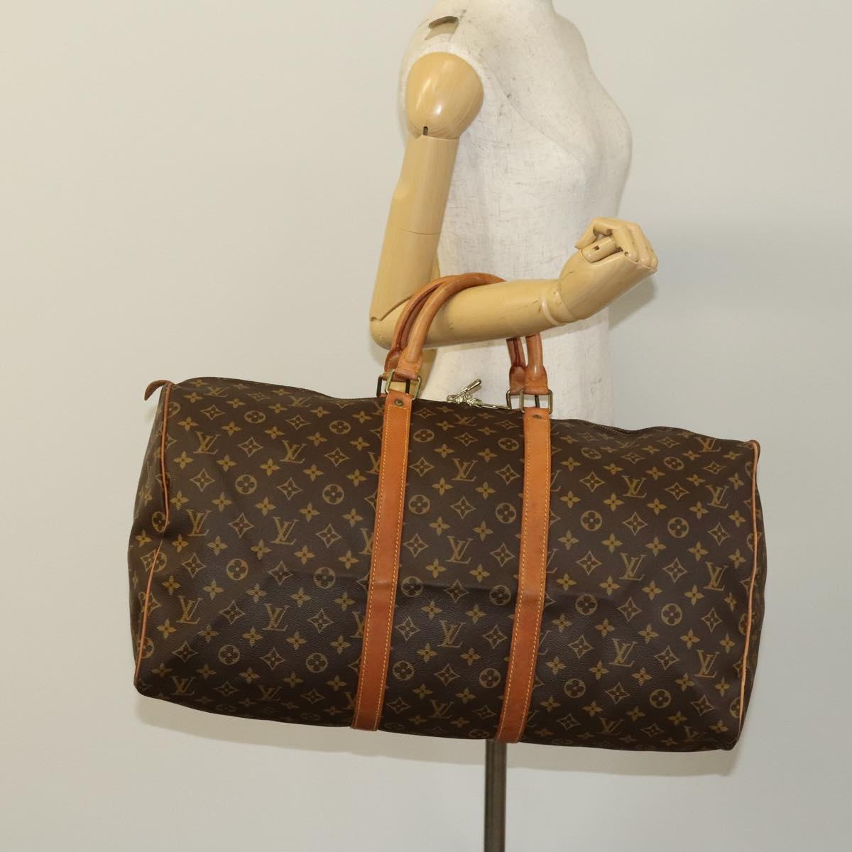 Louis Vuitton Keepall 55, Brown, Canvas, travel