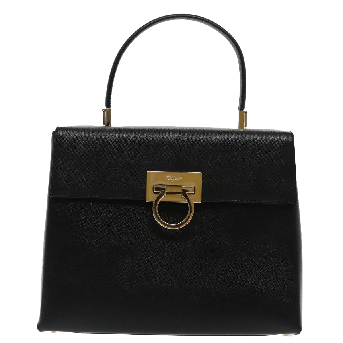 Salvatore Ferragamo Gancini, Black, Leather, handbag