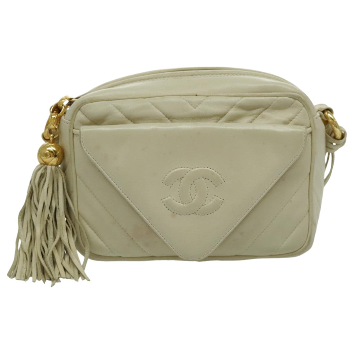 Chanel Camera, Beige, Leather, shoulder