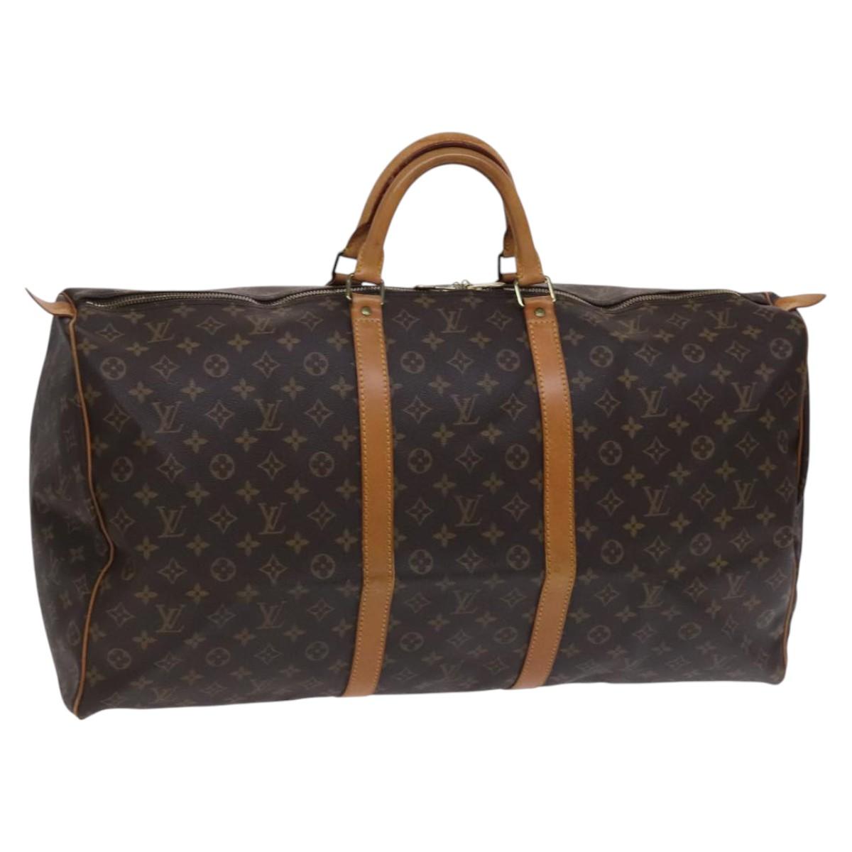 Louis Vuitton Keepall 60, Brown, Canvas, travel