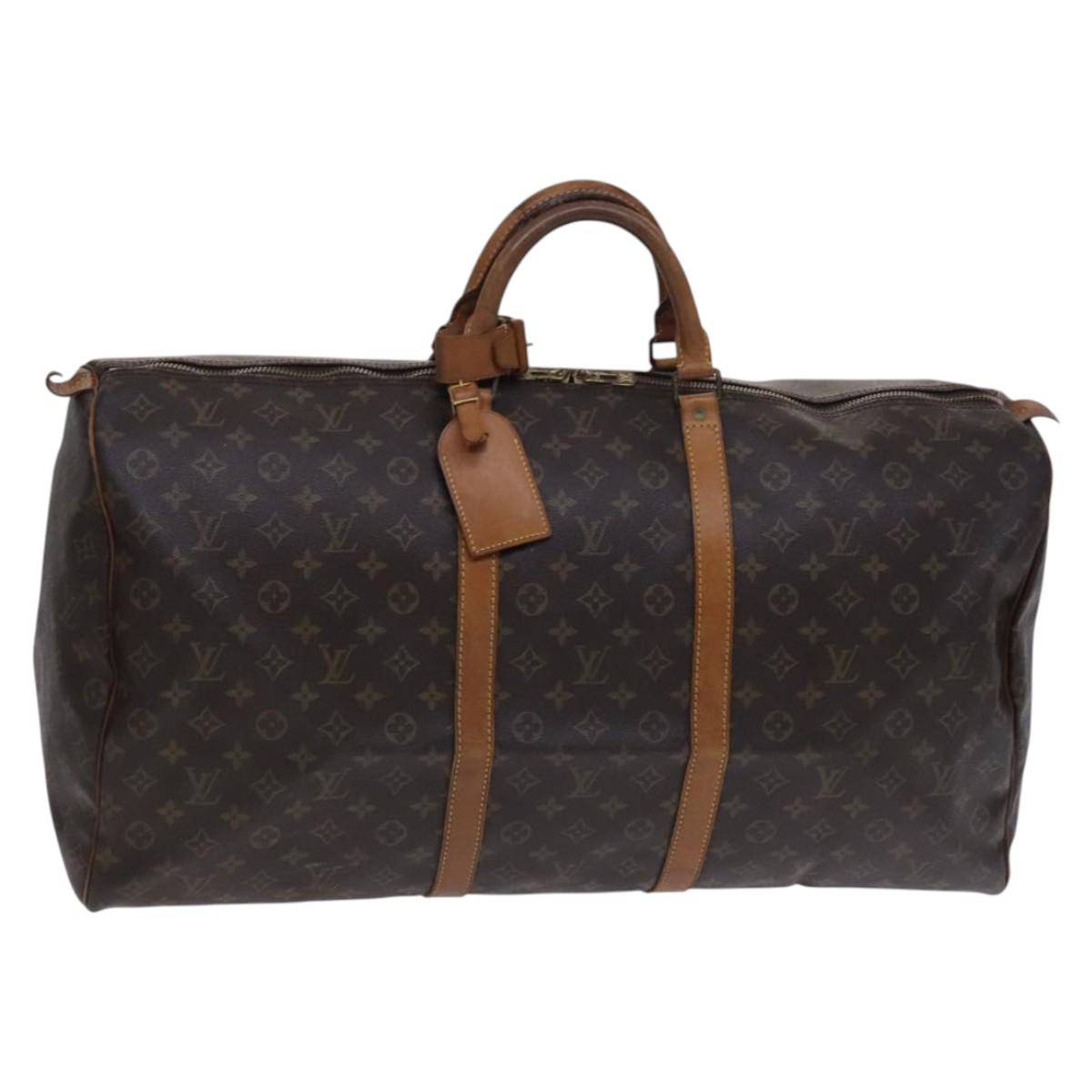 Louis Vuitton Keepall 60, Brown, Canvas, travel