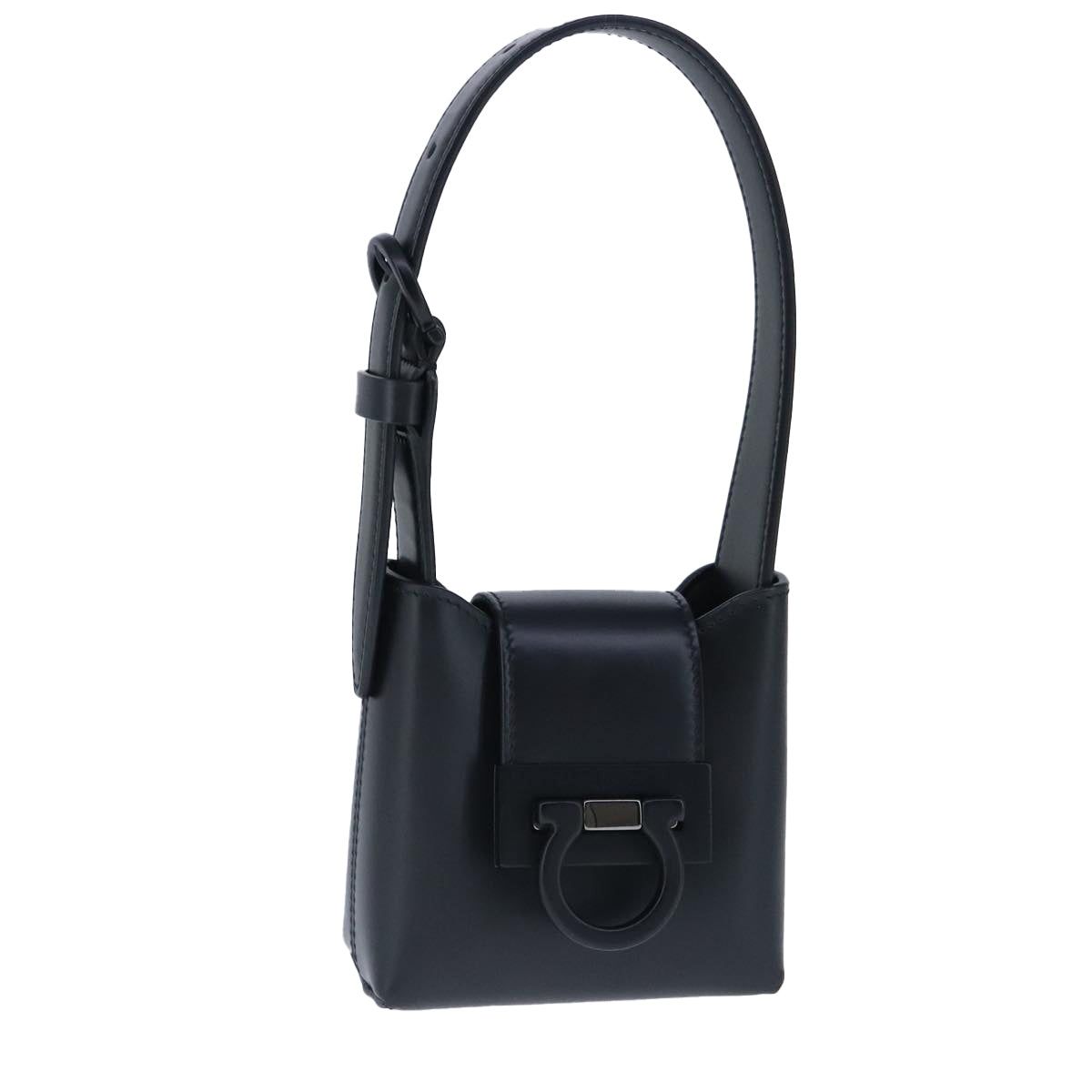 Salvatore Ferragamo Gancini, Black, Leather, handbag