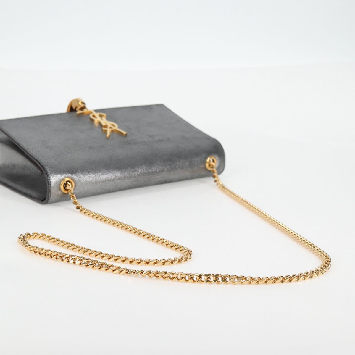 Saint Laurent Kate, Silver, Leather, shoulder