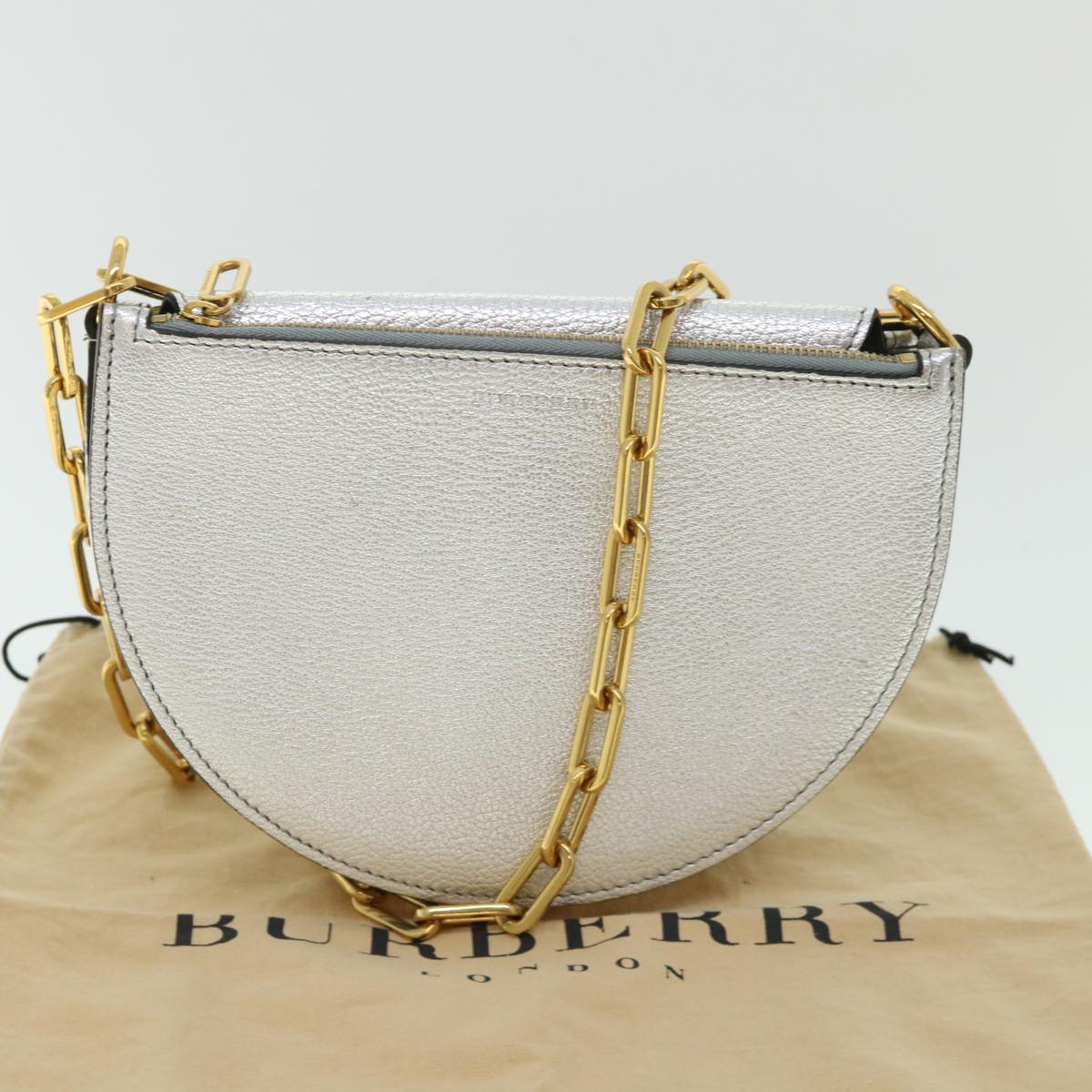 Burberry, Silver, Leather, shoulder