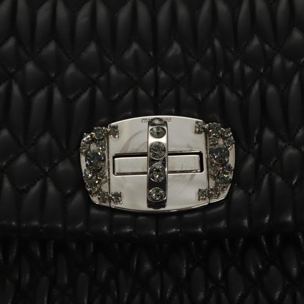 Miu Miu Crystal, Black, Leather, shoulder